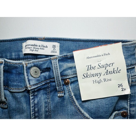 Abercrombie & Fitch Super Skinny Ankle Distressed Jeans‎ Denim Women's 26/2R NEW - Picture 5 of 11